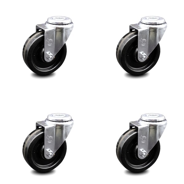 Service Caster 4 Inch Phenolic Wheel Swivel Bolt Hole Caster Set SCC-BH20S414-PHS-4 - main